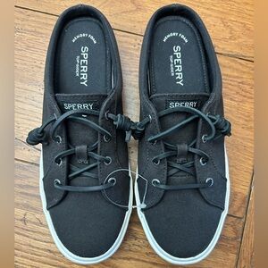 Womens Sperry Top-Sider Black Canvas Pier Wave Mule Memory Foam  Sz 8.5 Slide On